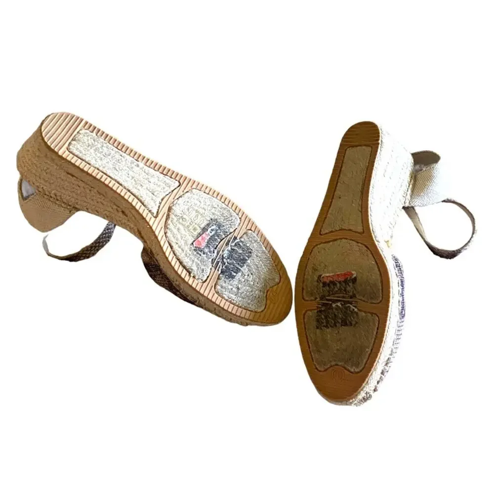 Botkier Elia Size 10 Glitter Snake-Print Ankle Strap Espadrille Wedge Sandals